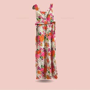 Vintage bright floral maxi dress